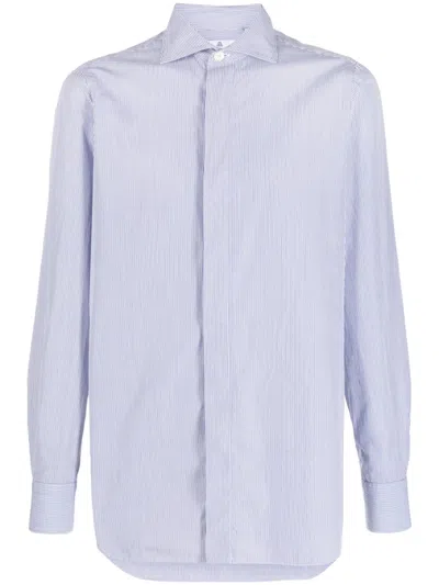 Shop Finamore 1925 Napoli Men's Shirts Blue