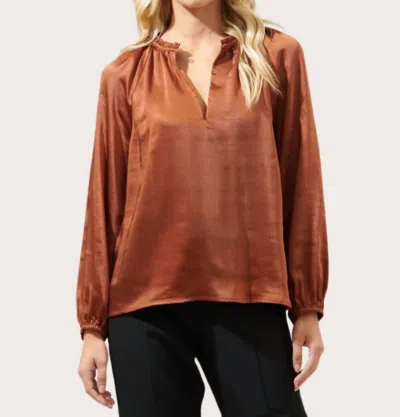 Sugarlips Alcazar Raglan Sleeve Satin Blouse In Rust In Multi