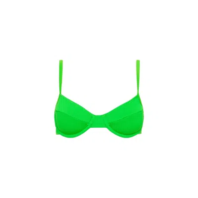 Kulani Kinis Ditzy Ribbed Underwire Bikini Top In Peppermint-green In Green