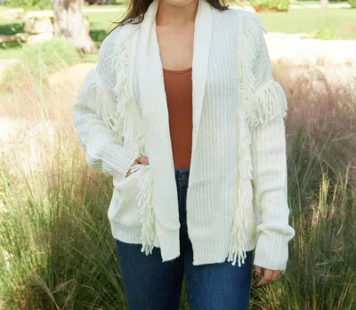 Six/fifty Jamie Fringe Cardigan In Ivory In Multi