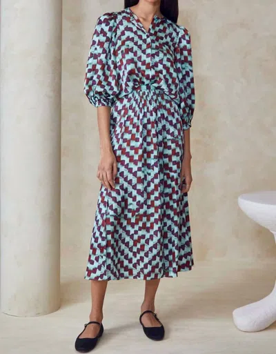 Hunter Tucker Skirt In Subway Tile In Multi