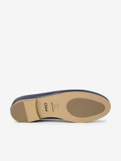 Chloé Scalloped Ballerina Leather Shoes In Blue