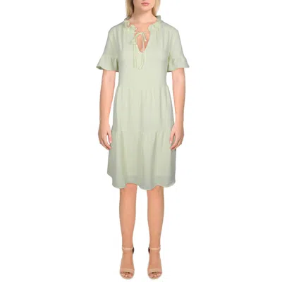 Dkny Womens Ruffled Short Shift Dress In Yellow