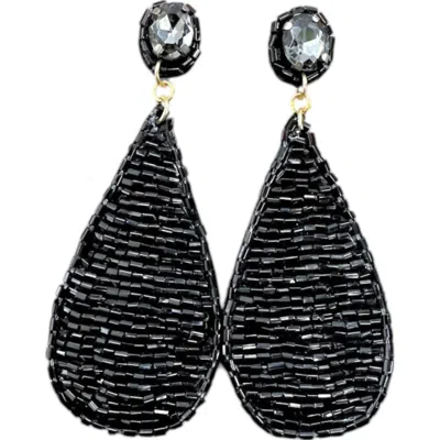 Suzie Q Usa Women's Seed Bead Teardrop Earrings In Black In Black