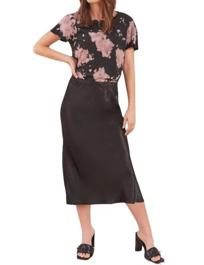Lamade Dorit Silky Slip Skirt In Black In Black