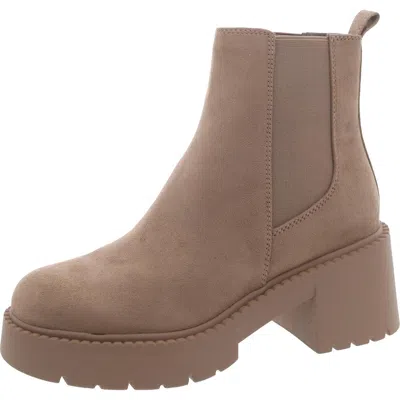 Madden Girl Trust Womens Faux Suede Lug Sole Chelsea Boots In Multi