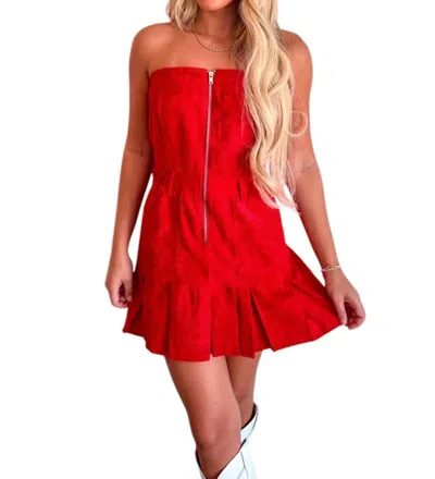 Day + Moon Fall In Love Corduroy Romper In Red In Red