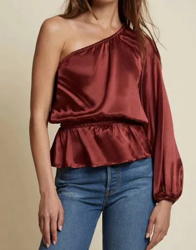 NATION LTD KAMARI ONE-SHOULDER TOP IN RUBY 