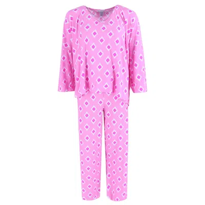 Breakfast In Bed Women's Plus Size Flowing Pajama Set In Pink