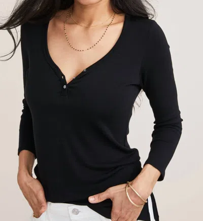 Hatch Rib Nursing Henley Top In Black In Black