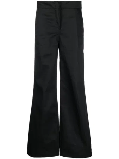 Palm Angels Black Black Flare-leg Trousers In Black