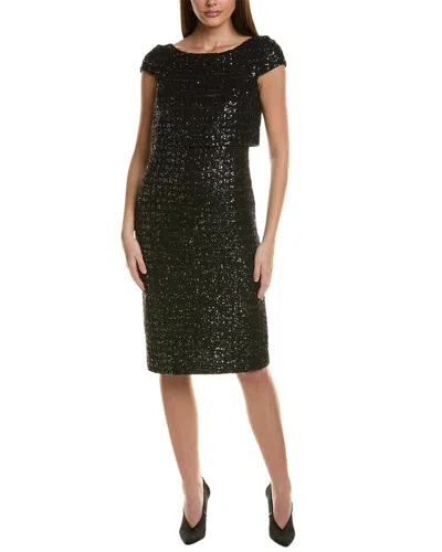 St John St. John Sequin Wool-blend Sheath Dress In Black