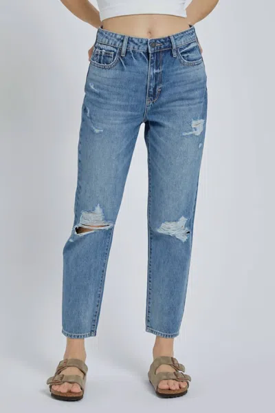 Hidden Jayce High Rise Straight Crop Jean In Medium Wash In Multi