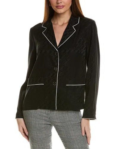 St John St. John Curve Icon Silk-blend Blouse In Black