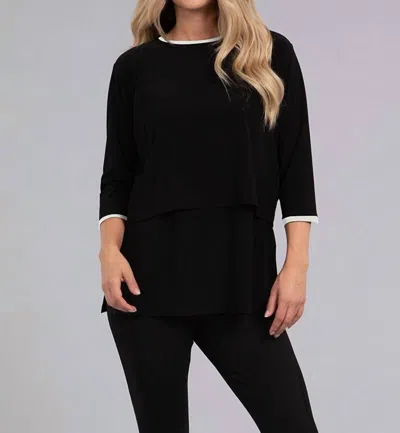 Sympli Tipped Go To Cropped T Cropped Sleeve Top In Black/ivory In Multi