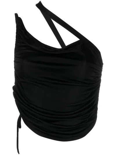 Andrea Adamo Andreādamo Cropped Jersey Top In Black