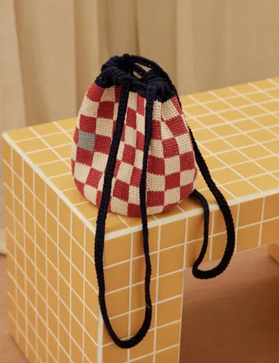 The Knotty Ones Menulis Cotton Bag In Red/cream/navy In Multi