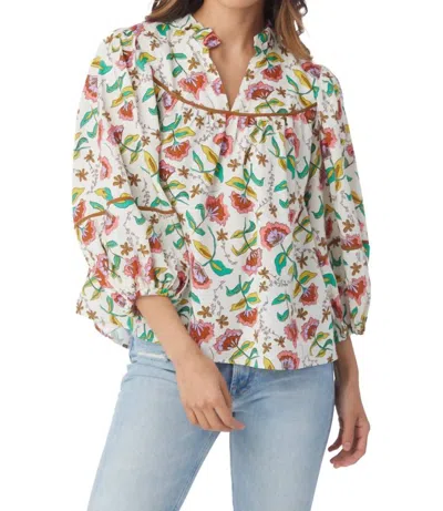 Crosby By Mollie Burch Rosie Top In Woodcut Floral In Multi