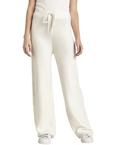 Splendid Dakota Cable Detail Wide Leg Sweater Pants In White