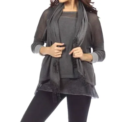 Angel 3-piece Layered Set W/scarf In Gray In Grey