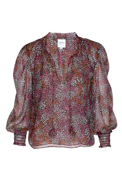 Misa Siena Autumn Leaves Ditsy Top In Mauve Autumn In Multi