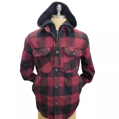 Hedge Men's Sherpa Plaid Jacket In Red In Red