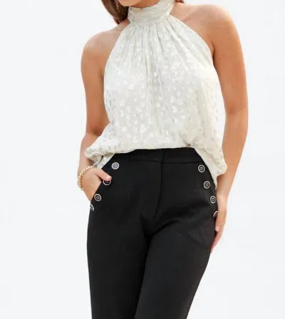 Bishop + Young Moon Light Mile Esme Tie Neck Top In Cream Animal Print In Multi