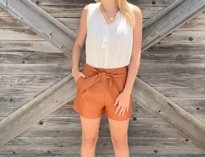 Marie Oliver Pixie Vegan Leather Shorts In Brown In Brown