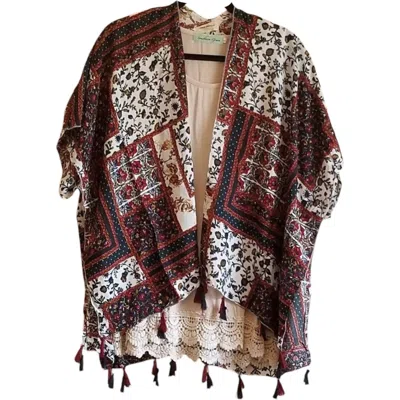 Urban Mangoz Women's Print Kimono With Tassels In Red In Red