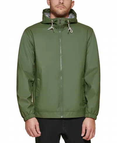 Club Room Men's Rubberized Lightweight Hooded Rain Jacket, Created For Macy's In Green