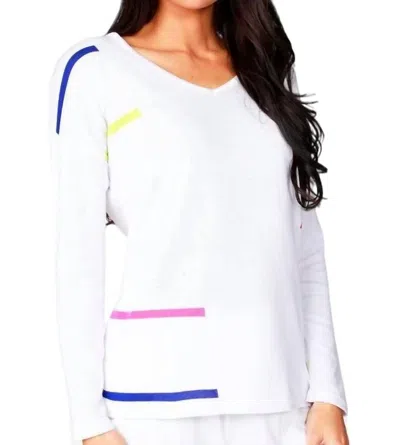Angel Long Sleeve V-neck Top In White/multi In Multi