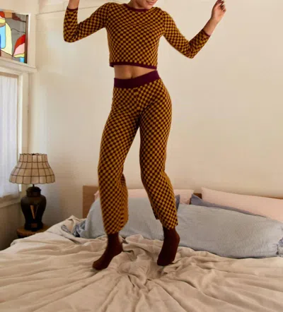 Daydreamer Fig Check Pant In Brown In Brown