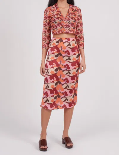 Another Girl Tree Print Satin Skirt In Multi In Multi