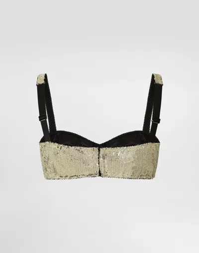 Dolce & Gabbana Balconette Bra With Micro-sequin Embellishment In Gold