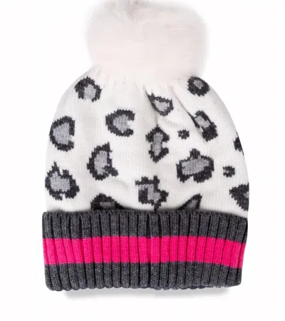 Haute Shore Babe Animal Print Pom Pom Hat In White In White