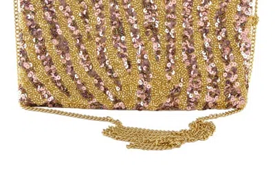 Judson & Co. Seed Bead & Sequin Zebra Print Purse In Gold In Gold