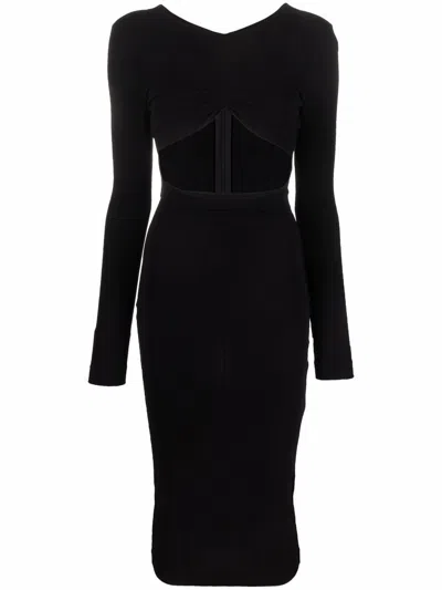 Dsquared2 Cut-out Pencil Midi Dress With Fitted Silhouette In Black