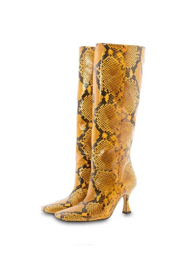 Toral Leather Bibi Boots In Beige Animal Print In Multi