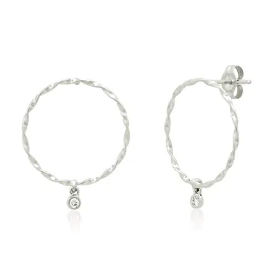 Elliot Young Women's 14k Twisted Hoop Earring In White Gold/diamond In Multi