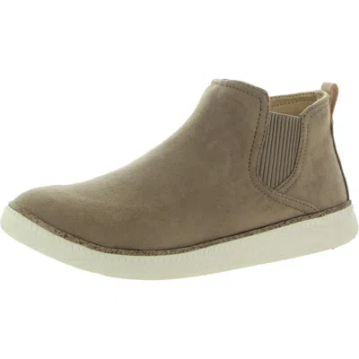 Dr. Scholl's Shoes See Me Womens Faux Suede Slip On Ankle Boots In Gold