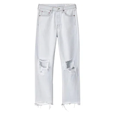 Rag & Bone Maya High Rise Slim Ditch Plain Ripped Jeans In White In White