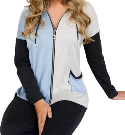 Angel Color Block Zip Hoodie With Pocket In Ice Combo In Multi