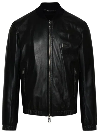 Dolce & Gabbana Black Dg Essential Bomber Jacket In Black