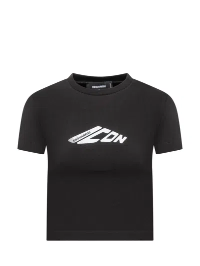 Dsquared2 Signature Icon Cropped T-shirt In Black