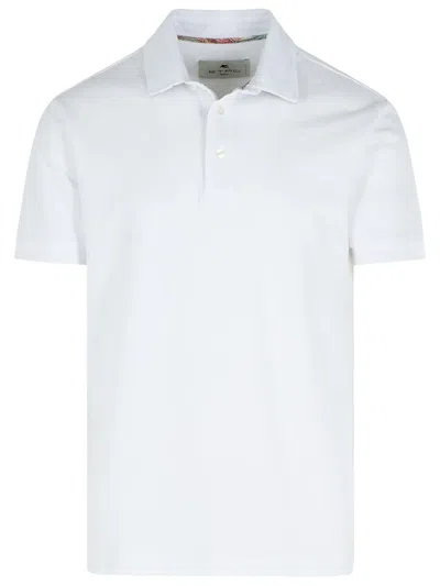 Etro Men Pegaso-embroidered Polo Shirt In White