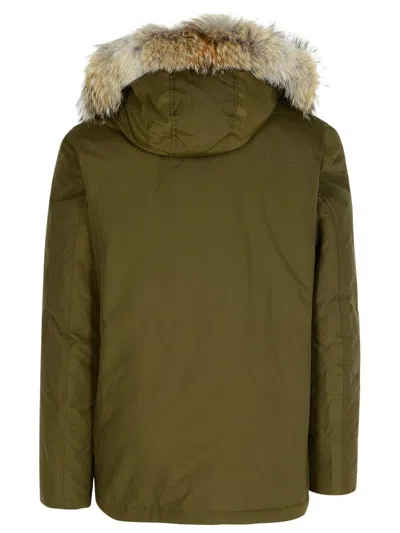 WOOLRICH WOOLRICH 'ARTIC' GREEN COTTON BLEND PARKA 