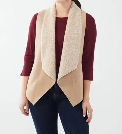 Fdj Faux Suede Sherpa Lined Vest In Tan In Multi