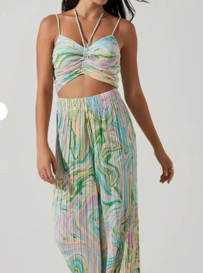 Astr Savine Top In Green Swirl In Multi