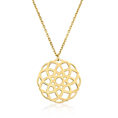 Rs Pure Ross-simons Italian 14kt Yellow Gold Geometric Flower Openwork Medallion Necklace In Multi