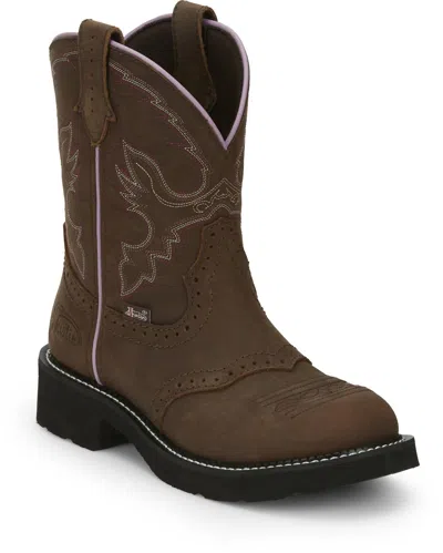 Justin Women's Gypsy Gemma Rustic Aged Bark Round Toe Western Boots - Medium Width In Brown/pink In Multi
